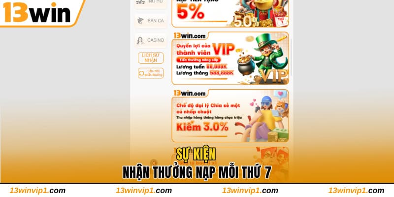 Sự kiện nhận thưởng nạp mỗi thứ 7
